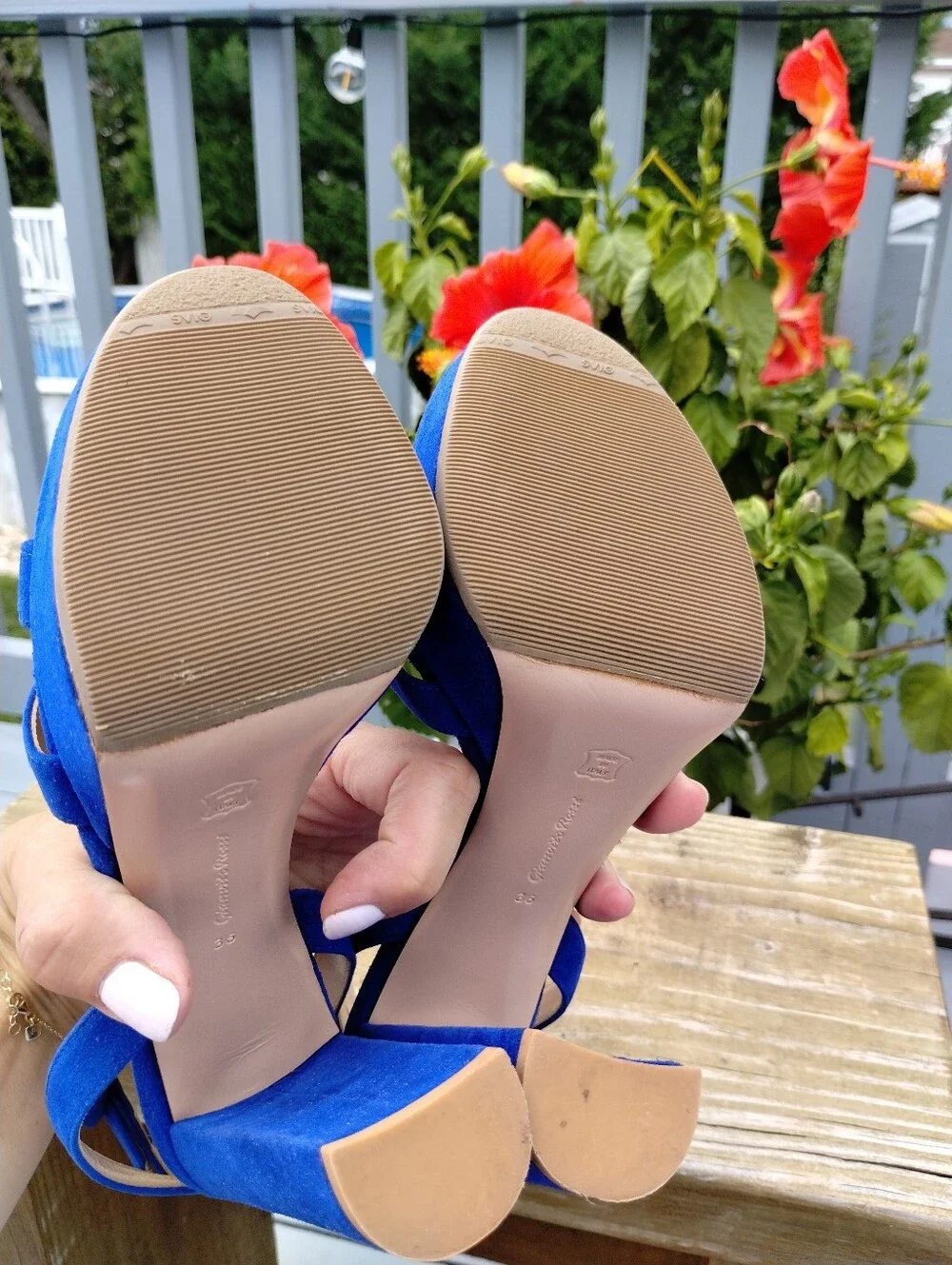 Gianvito Rossi Blue Suede Poppy Platform Heels 6